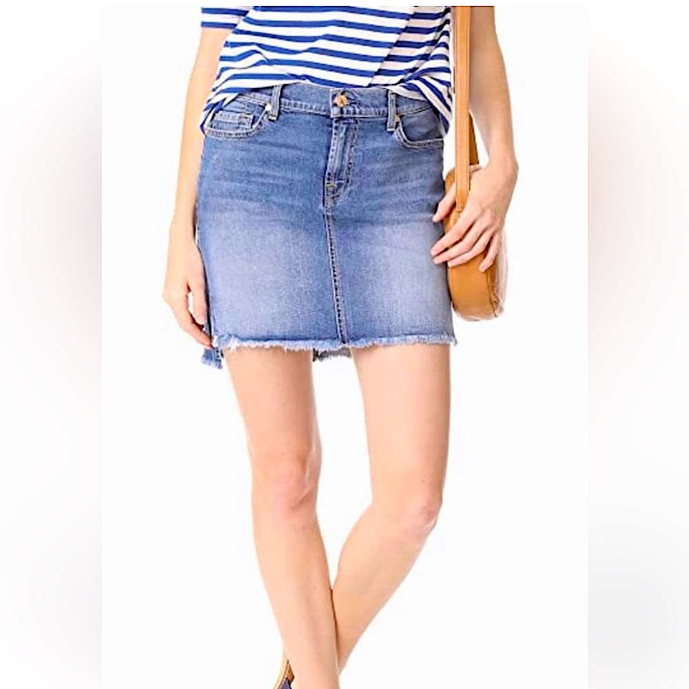 7 For All Mankind Denim Frayed Mini Skirt Size 31